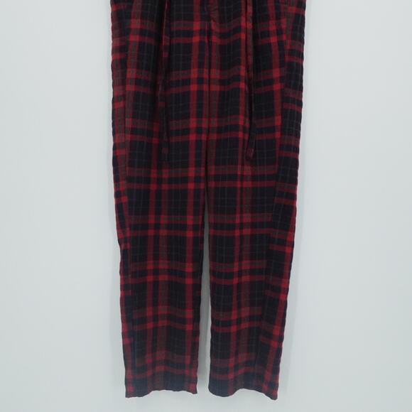 Free People Pants Womens 6 Red Tartan Plaid Here There Paper Bag Waist Goth - Picture 9 of 12
